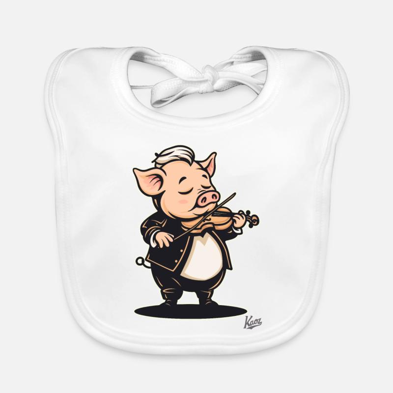 Musique classique et un cochon avec violon Bavoir bio Bébé