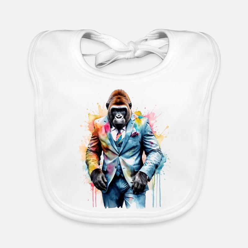 Gorilla Anzug Affe Bunt Tier Design Print Baby Bio-Lätzchen