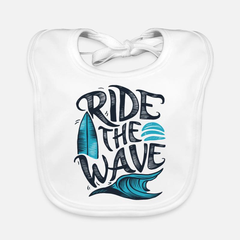 Ride the Wave Surfing Surfboard Summer Holiday Organic Baby Bibs