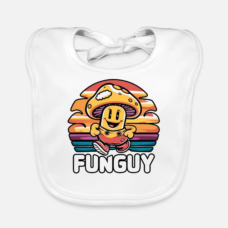 Funny Cartoon Mushroom Character Fun Guy at Sunset Organic Baby Bibs