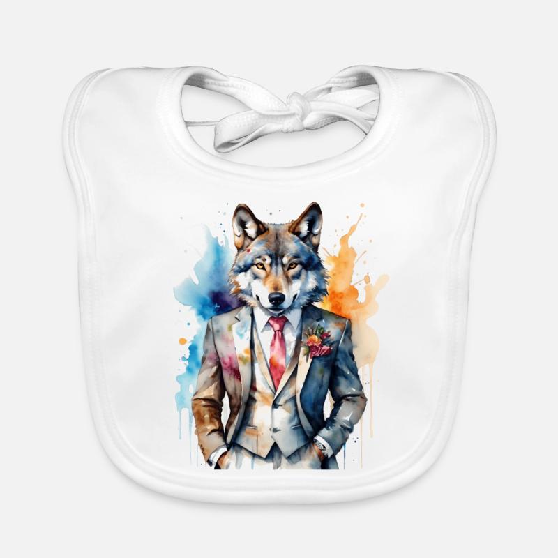 Wolf Anzug Bunt Tier Design Print Baby Bio-Lätzchen