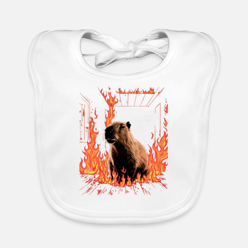 Capybara en flammes C’est du Fine Meme Art Bavoir bio Bébé