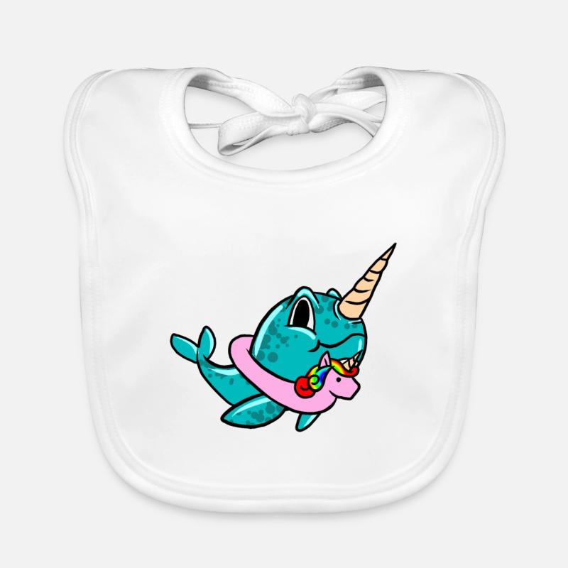 Narwal auf Einhorn Schwimmer Rettungsring Schwimmer Cooles Wortspiel Baby Bio-Lätzchen