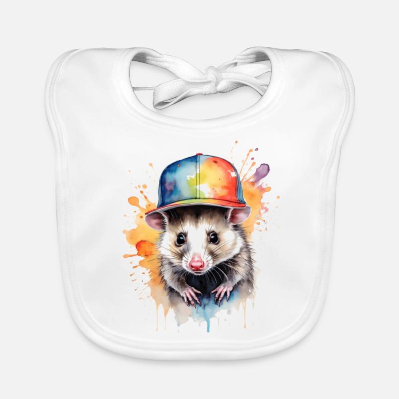 Opossum Snapback Cap Cool Tier Design Print Organic Baby Bibs