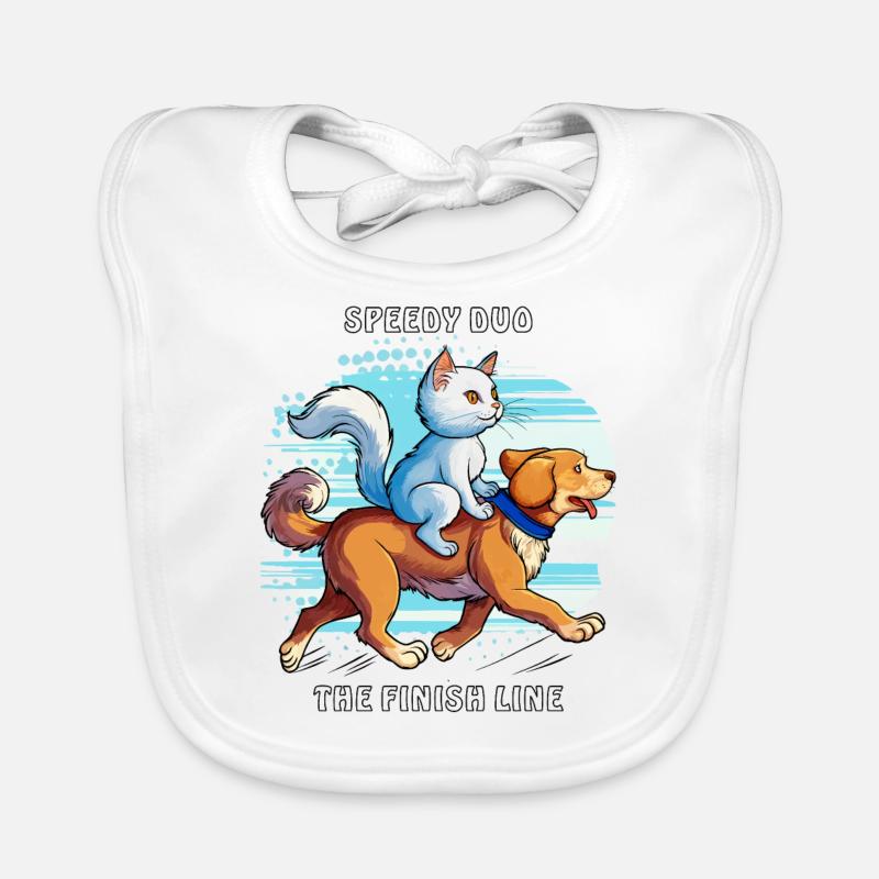 HUND KATZE SPEEDY DUO THE FINISH LINE - Baby Bio-Lätzchen - Weiß