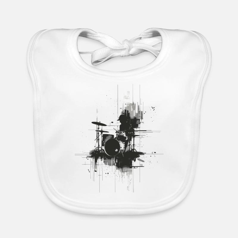Drumkit Drawing Organic Baby Bibs
