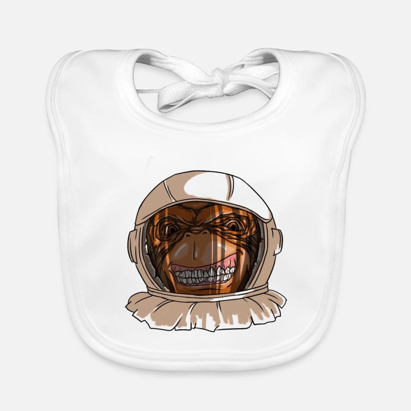 Astronaut Monkey Head Funny Smiling Space Monkey Organic Baby Bibs