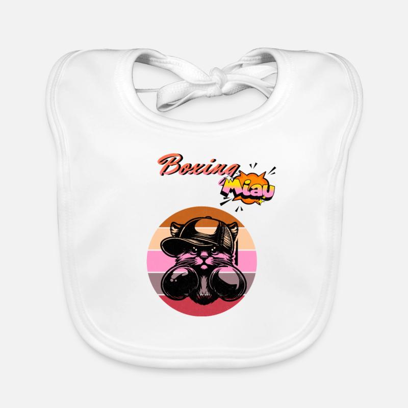 Funny Retro Cat Boxing Miau Baby Bio-Lätzchen