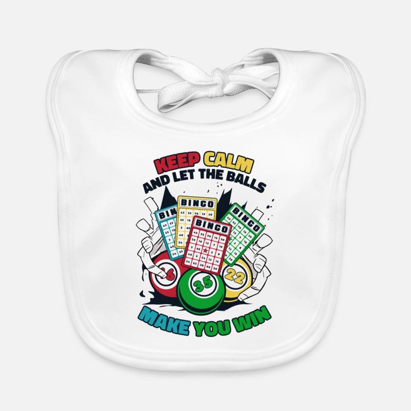 Keep Calm And Let The Balls Make You Win Caller Organic Baby Bibs