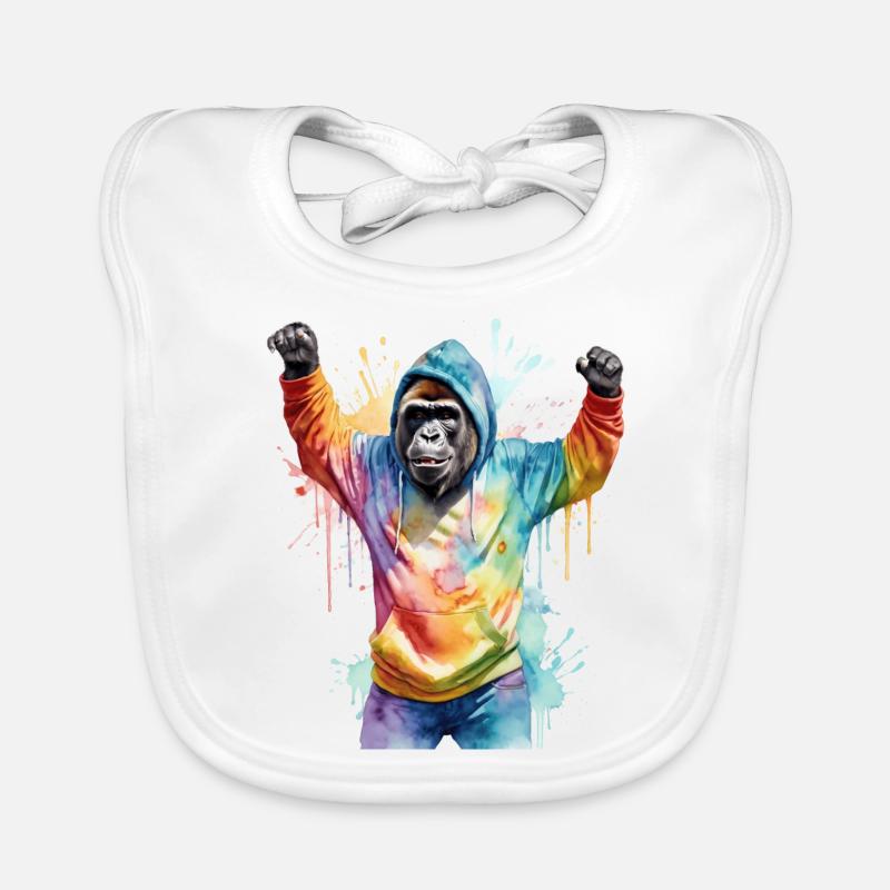 Gorille Sweat à capuche Singe Imprimé Coloré Animal Design Bavoir bio Bébé