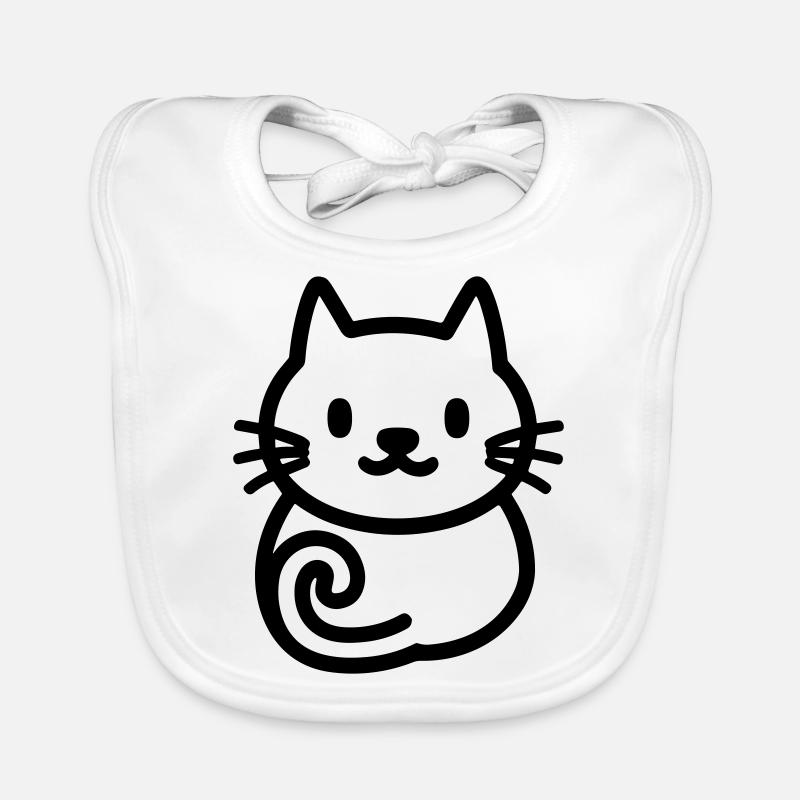 chat - Bavoir bio Bébé - blanc