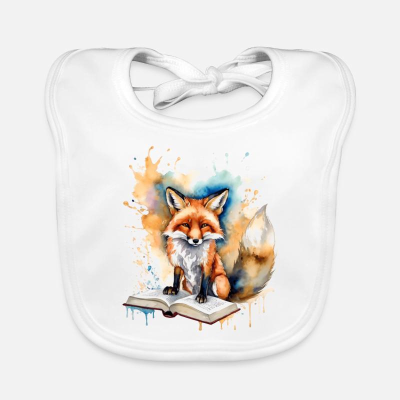 Fuchs Lesen Buch Bunt Tier Design Print Baby Bio-Lätzchen
