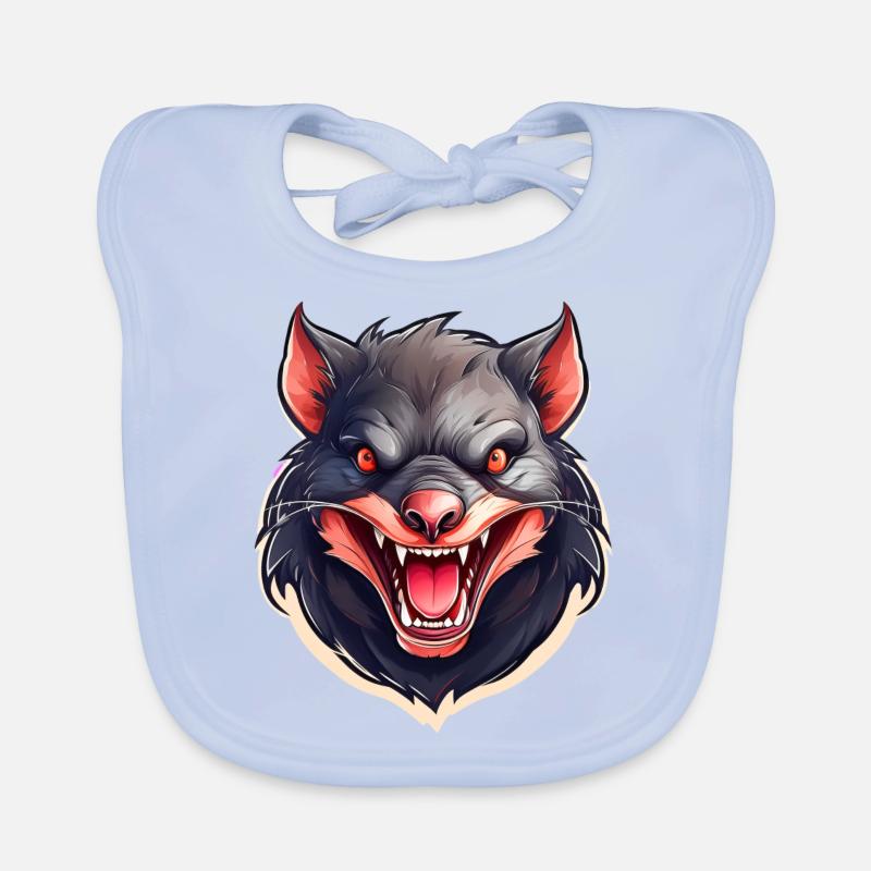 Wild angry animal Tasmanian devil mascot Organic Baby Bibs