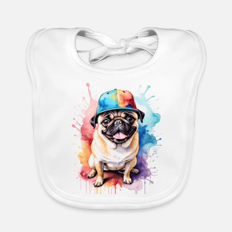 Carlin Snapback Cap Chien Coloré Drôle Design Imprimer Bavoir bio Bébé