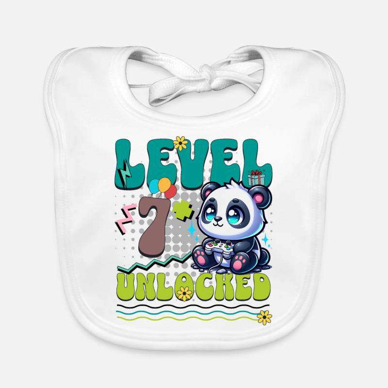 7. Geburtstag Level Unlocked Gaming Panda Baby Bio-Lätzchen