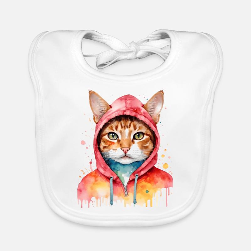 Chat Sweat à capuche Coloré Drôle Animal Design Imprimer Bavoir bio Bébé