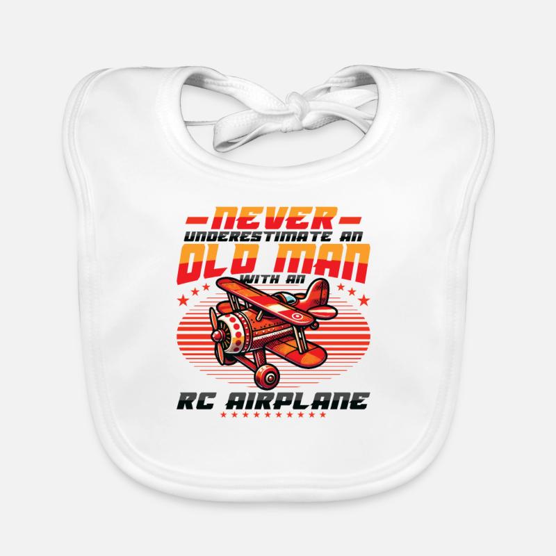 Old man with model airplane Organic Baby Bibs