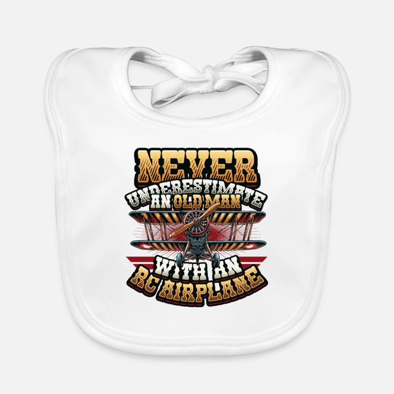 Old man with model airplane Organic Baby Bibs