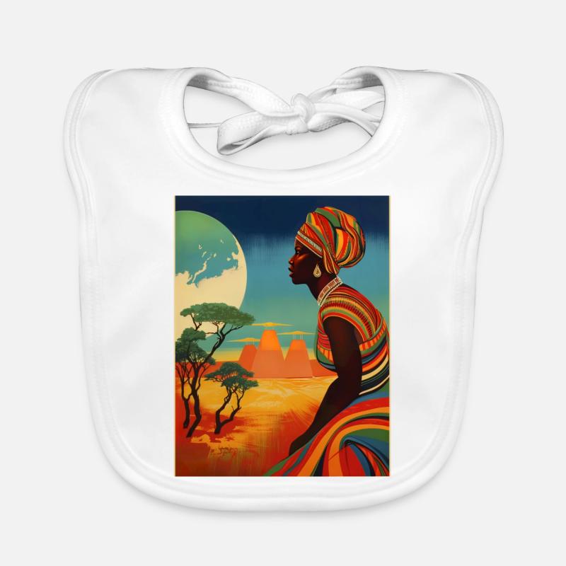 Femme Africaine - Bavoir bio Bébé - blanc
