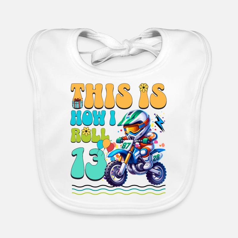 Motocross 13th Birthday Organic Baby Bibs