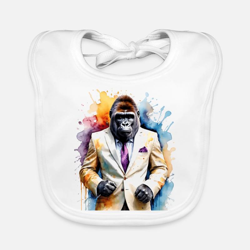 Gorilla Anzug Affe Bunt Tier Design Print Baby Bio-Lätzchen