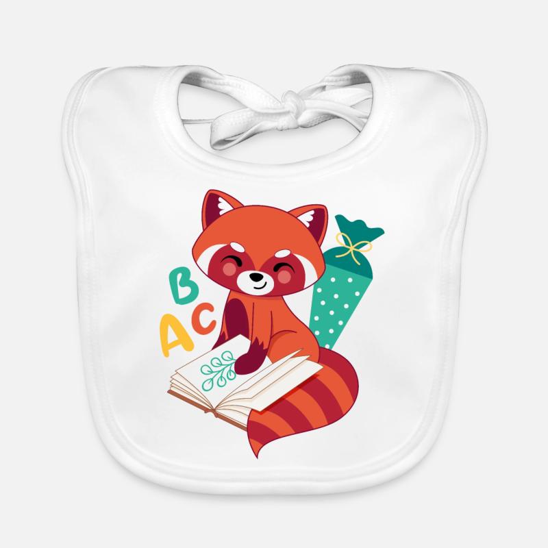 roter Panda mit Schultüte Einschulung Baby Bio-Lätzchen