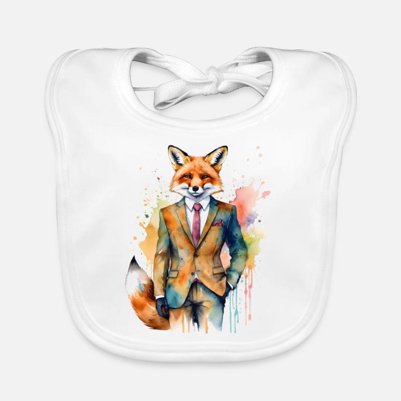 Costume de renard imprimé de conception animale colorée Bavoir bio Bébé