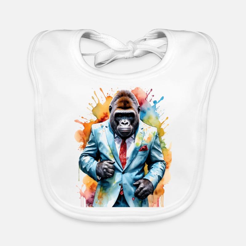 Costume de gorille singe imprimé de design animal coloré Bavoir bio Bébé