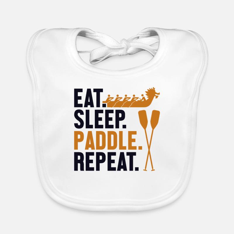 Eat Sleep Paddle Repeat Team Paddler Drummer Organic Baby Bibs