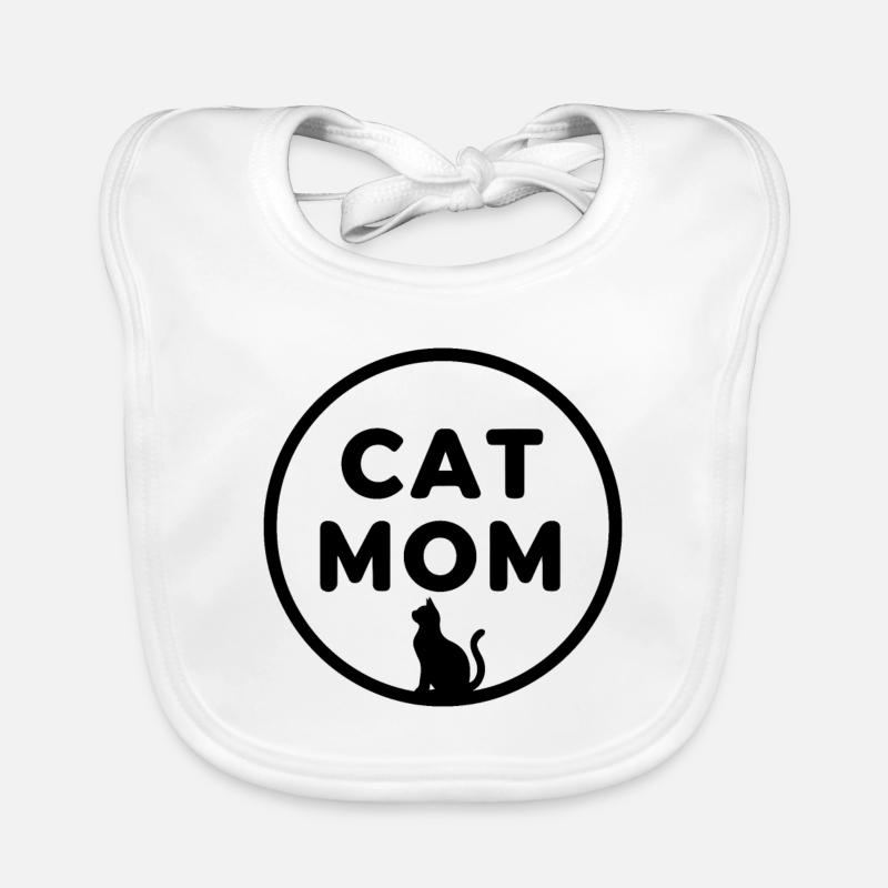 CAT MOM (DARK TEXT DESIGN) Organic Baby Bibs