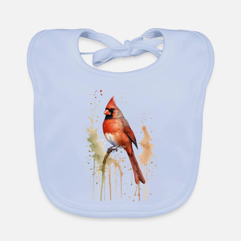Nördlicher Kardinal Aquarell - Lebendiger Vogel Baby Bio-Lätzchen
