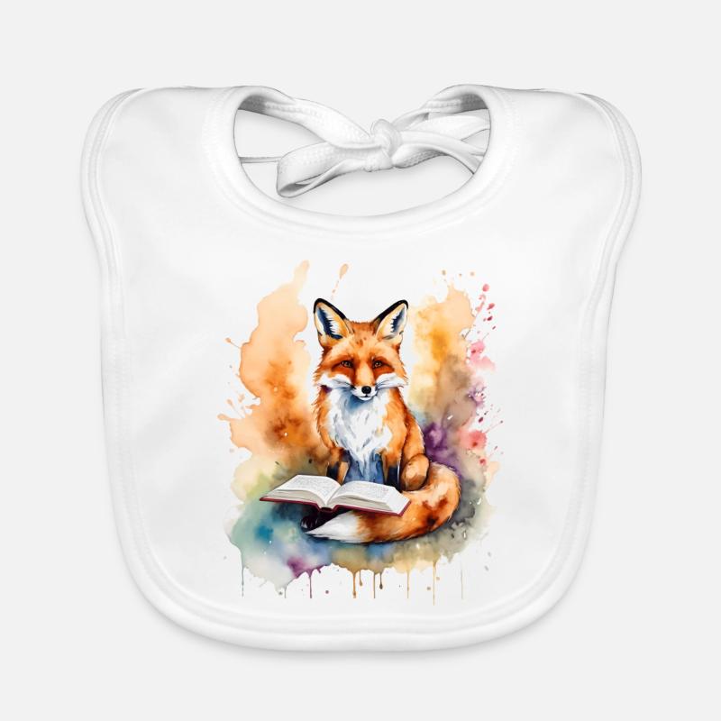 Fuchs Lesen Buch Bunt Tier Design Print Baby Bio-Lätzchen