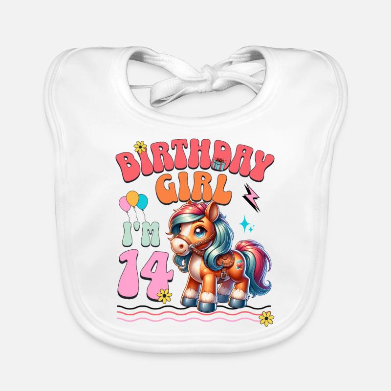 14. Geburtstag Mädchen Pferd Reiten Baby Bio-Lätzchen
