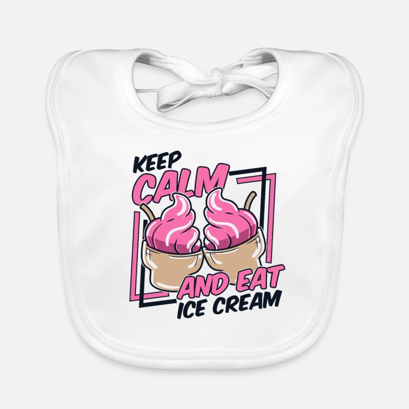 Keep Calm And Eat Ice Cream Gelato Maker Lover Organic Baby Bibs