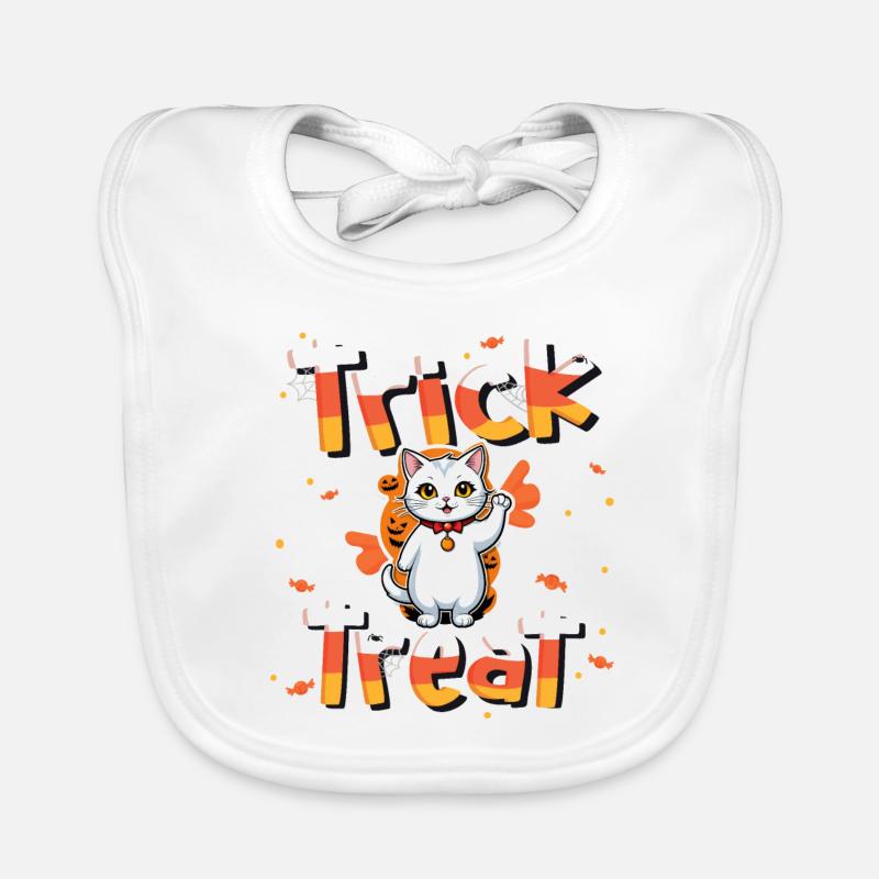 Liebenswerte Katze Süßes oder Saures Halloween Baby Bio-Lätzchen