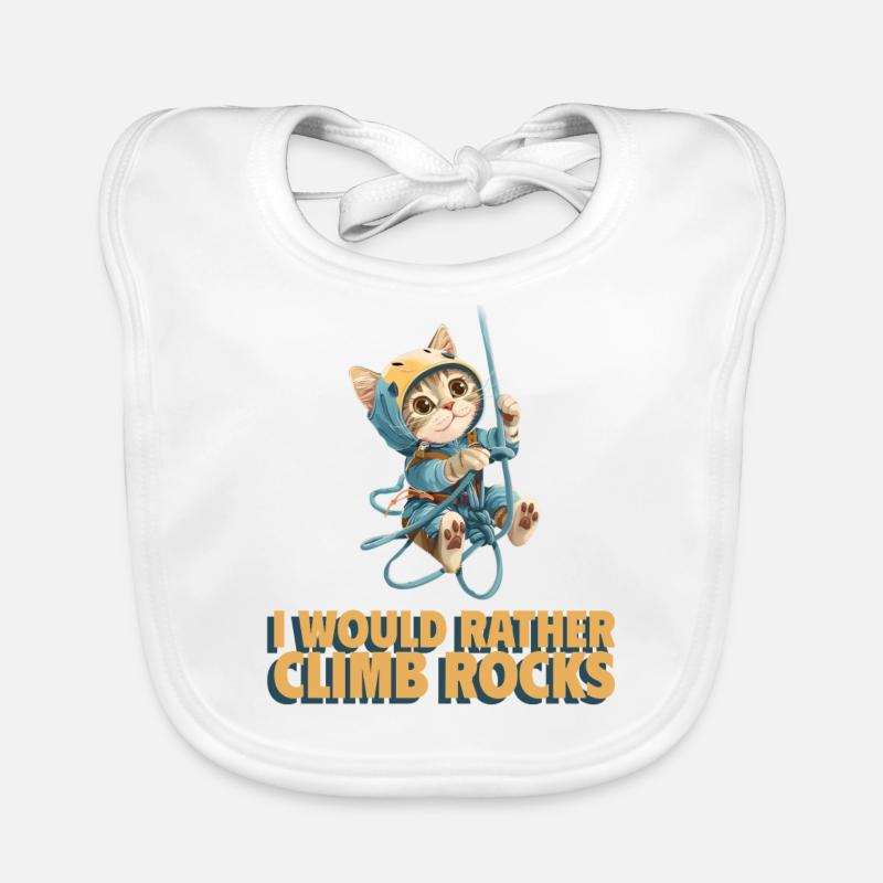 I would rather climb rocks rock climbing cat Organic Baby Bibs