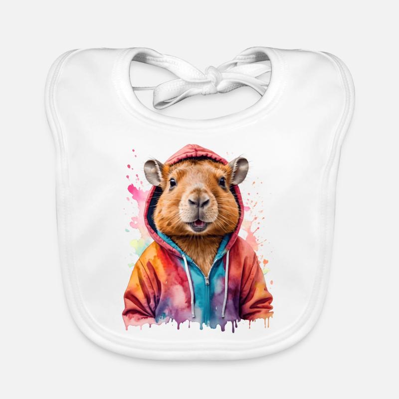 Capybara Sweat à capuche Capy Imprimé coloré motif animal Bavoir bio Bébé