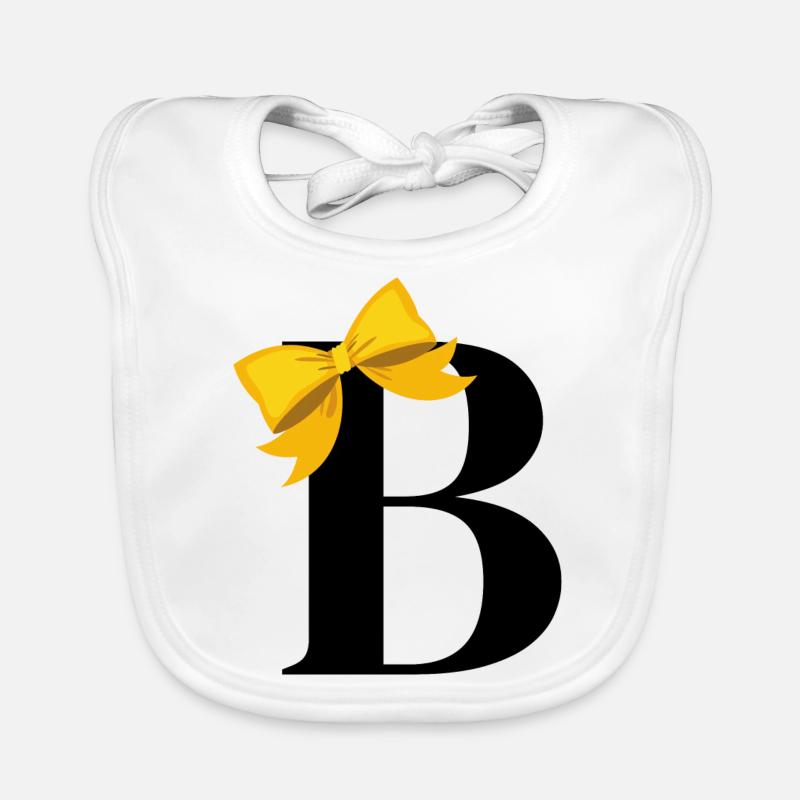 Letter b yellow bow Organic Baby Bibs