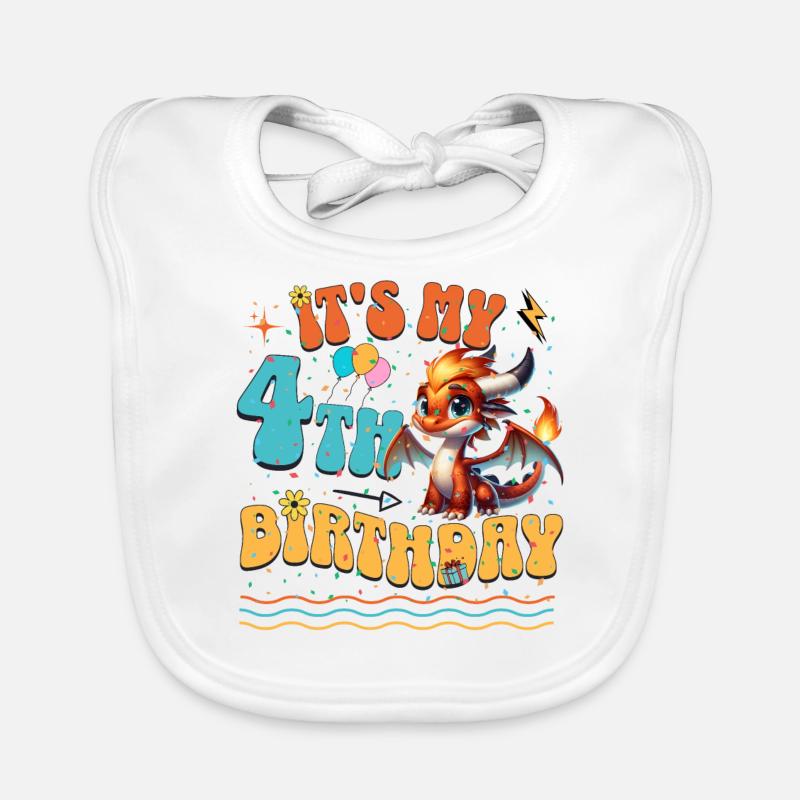 Dragon 4th Birthday Dragon Organic Baby Bibs