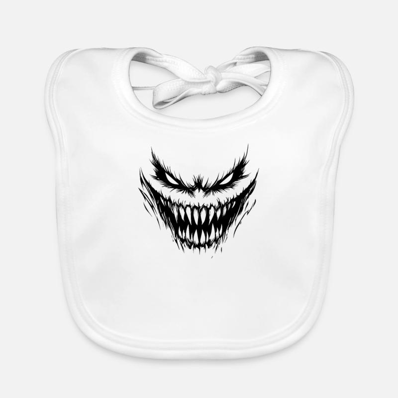 Halloween Costume Horror Devilish Face in Red Organic Baby Bibs