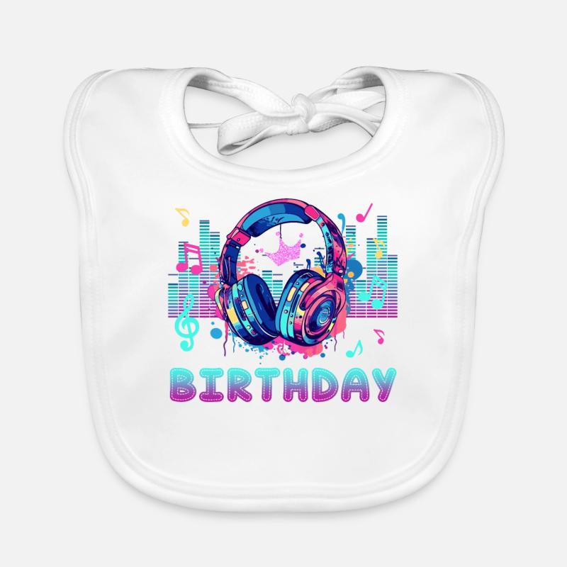 Music Lover's Birthday Squad Party Fun Graphic Organic Baby Bibs