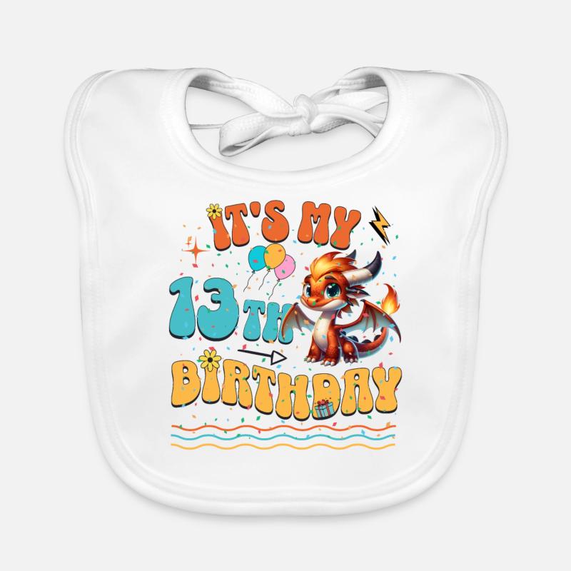 Dragon 13th Birthday Dragon Organic Baby Bibs