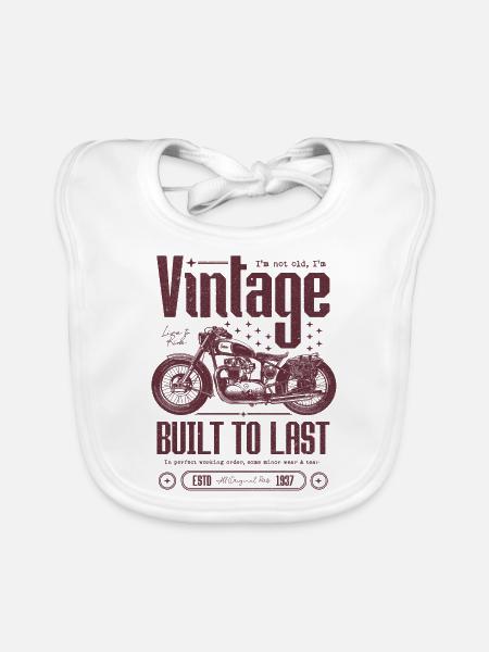 Vintage Motorcycle Bikers Motorbike Birthday 1937 - Organic Baby Bibs - white - Front
