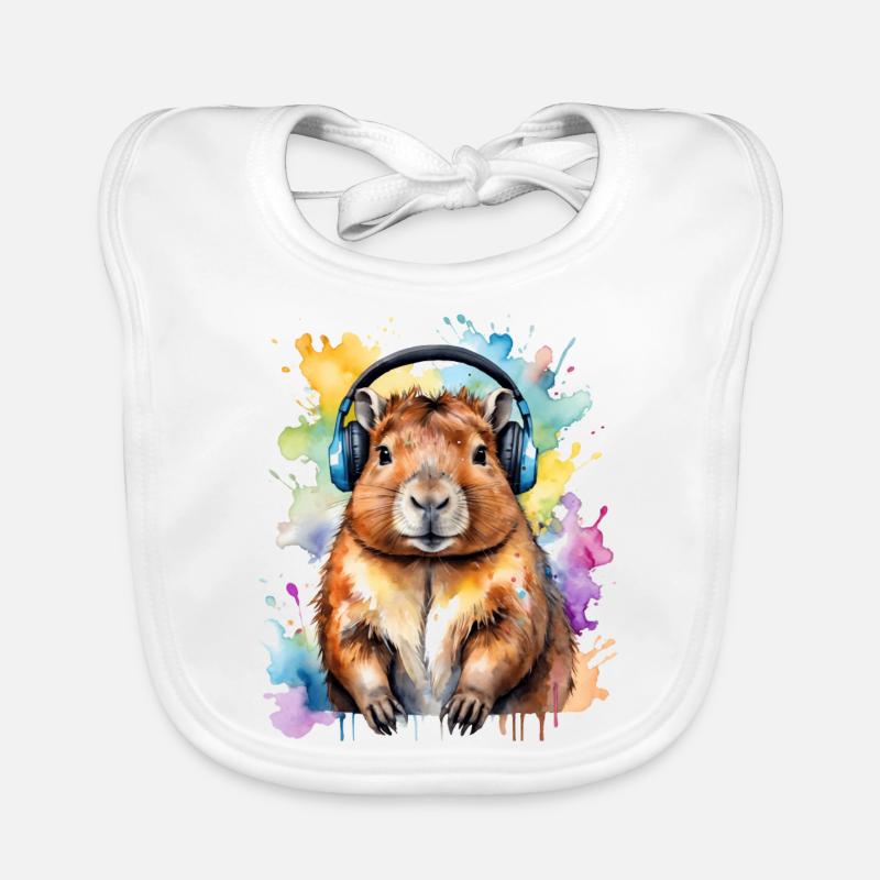 Capybara Kopfhörer Capy Bunt Tier Design Print Baby Bio-Lätzchen