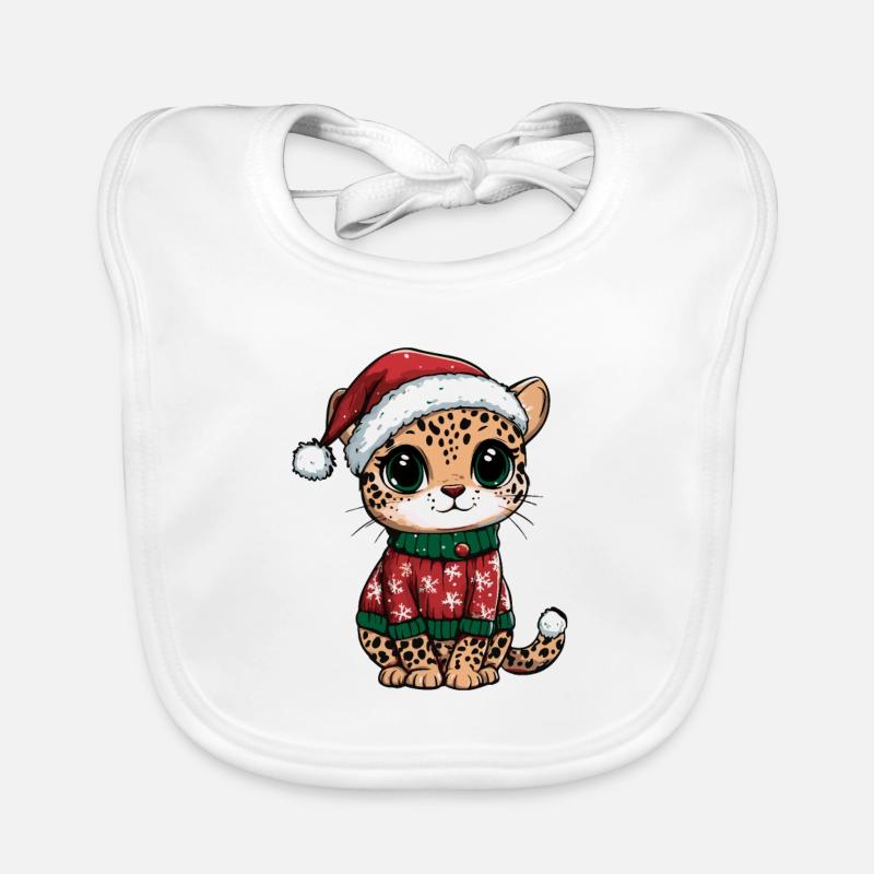 Leopard Christmas Organic Baby Bibs