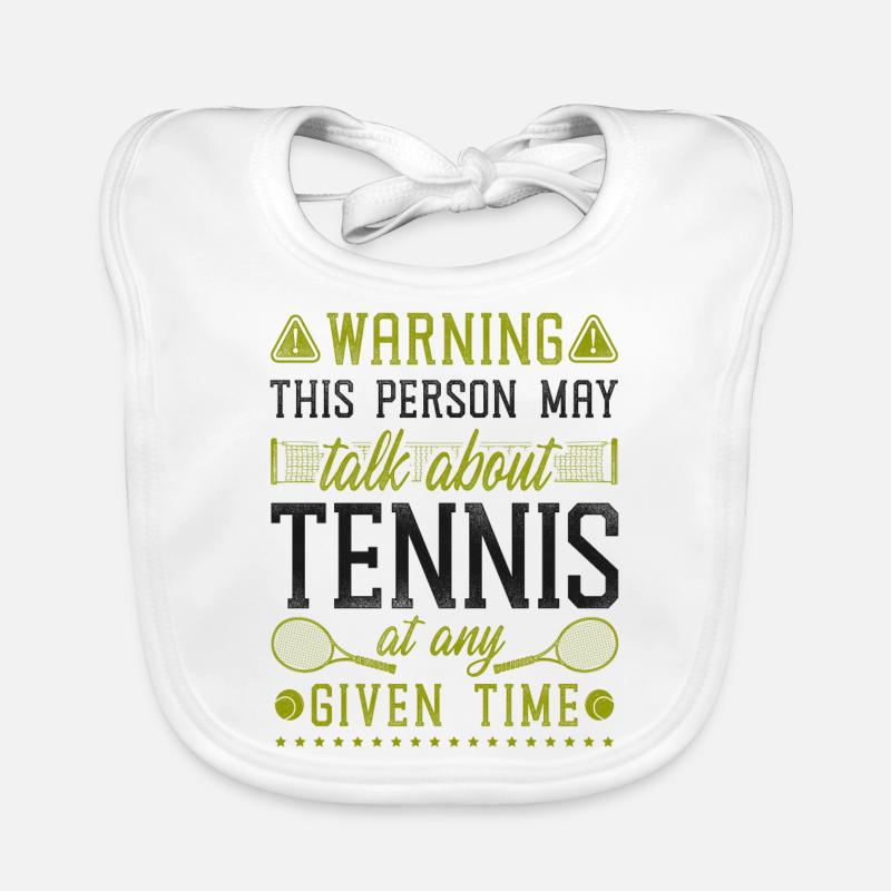 Funny Tennis Player Racket Warning Organic Baby Bibs