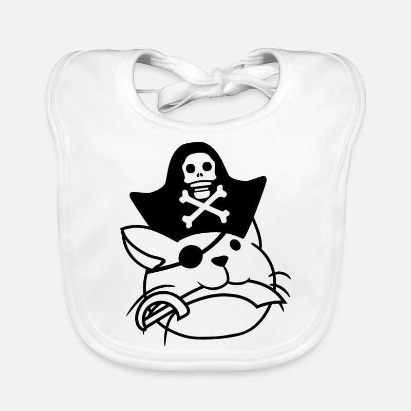 Mignon Pirate Cat Buccaneer Oeil Patch Chapeau Sabre Bavoir bio Bébé