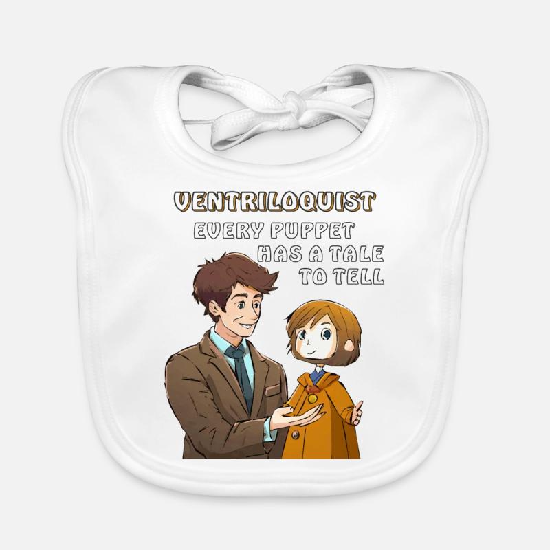 VENTRILOQUIST EVERY PUPPET HAS A TALE TO Organic Baby Bibs