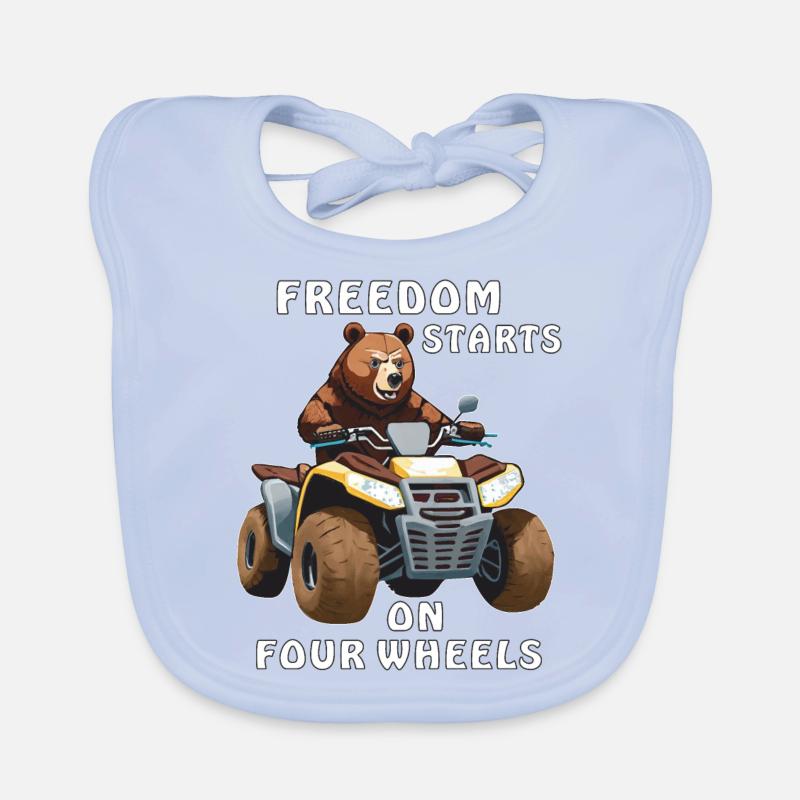 QUAD BÄR FREEDOM STARTS ON FOUR WHEELS Baby Bio-Lätzchen