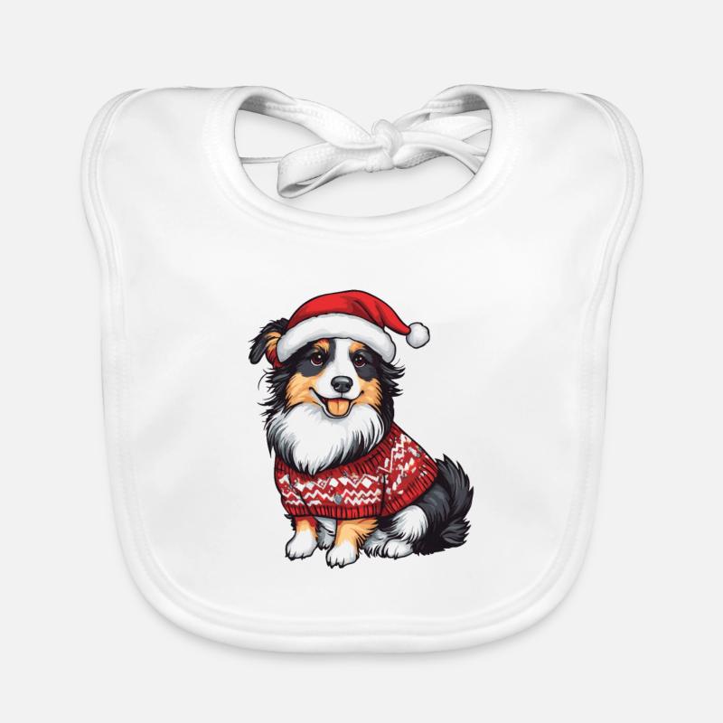 Border Collie Hund Weihnachten Baby Bio-Lätzchen